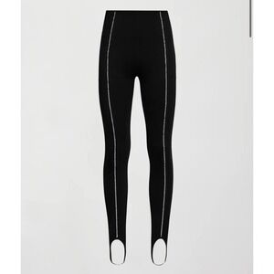 Carbon38 Stirrup Legging w Rhinestone Trim Womens Size Small Black Sparkly